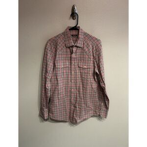 Rye 51 Mens Medium Pearl Snap Long Sleeve Shirt Western Blue Pink Plaid